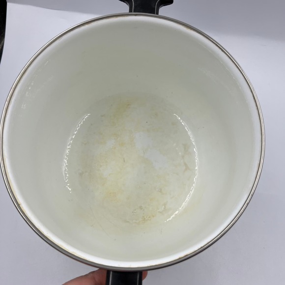 Vtg West Bend Brown Enamelware Scandia Bean Stock Pot W Lid Handles MCM - Picture 7 of 13